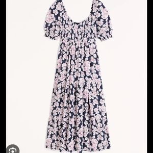 NWT Abercrombie & Fitch Short Sleeve Smocked Midi Dress